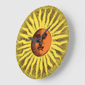 ヴィンテージ天黄色の笑顔ハッピーヒッピー太陽 ラージ壁時計 (傾斜)
