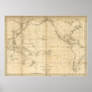ヴィンテージ太平洋海の地図(1788) ポスター