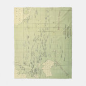 ヴィンテージ太平洋海の地図（1874年） フリースブランケット (正面)