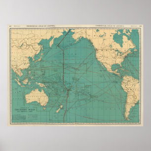 ヴィンテージ太平洋海の地図(1924年) ポスター