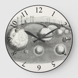 ヴィンテージ太陽のシステム白黒の超現実 ラージ壁時計