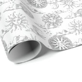 ヴィンテージ太陽の月の天のパターン白黒 ラッピングペーパー (ロールコーナー)