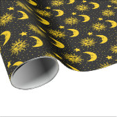 ヴィンテージ太陽の月の星模様 ラッピングペーパー (ロールコーナー)