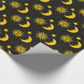 ヴィンテージ太陽の月の星模様 ラッピングペーパー (角)