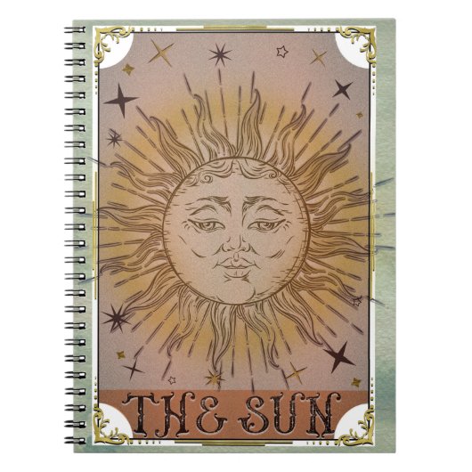 ヴィンテージ太陽タロットカード 天体アート ノートブック (正面)