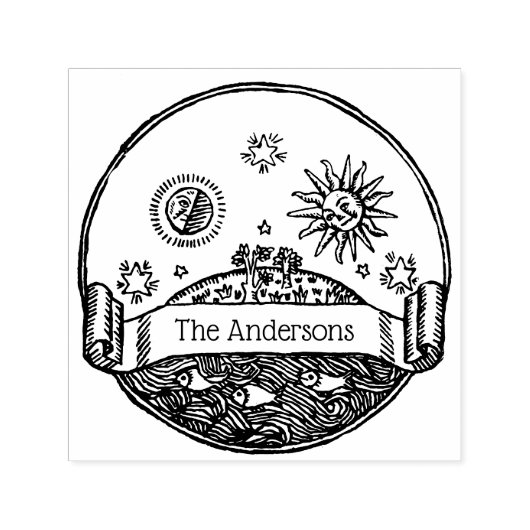 ヴィンテージ太陽ムーンスターズ海惑星地球名 セルフインキングスタンプ (デザイン)