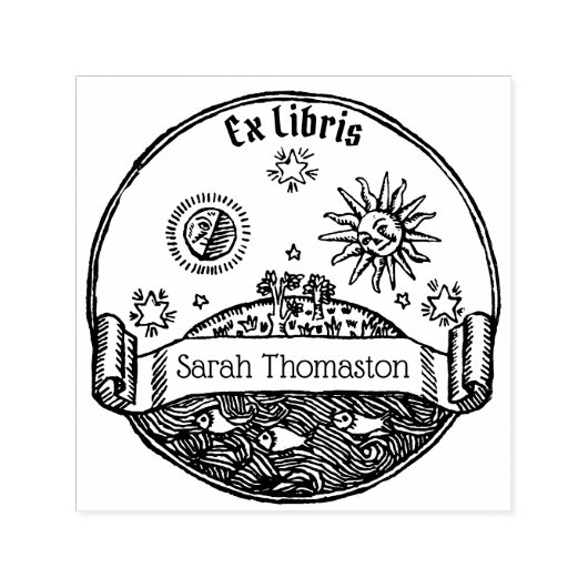 ヴィンテージ太陽ムーンスターズ海惑星地球名 セルフインキングスタンプ (デザイン)