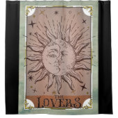 ヴィンテージ太陽&月の双対性の愛好家タロットカードアート シャワーカーテン (正面)