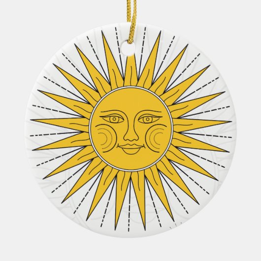 ヴィンテージ太陽、月、雲、星 セラミックオーナメント (正面)