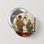 ヴィンテージ夫婦とガーデニング道具 缶バッジ (正面&裏面)