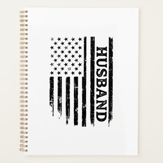 ヴィンテージ夫愛国フラッグTシャツデザイン_1 プランナー手帳 (正面)