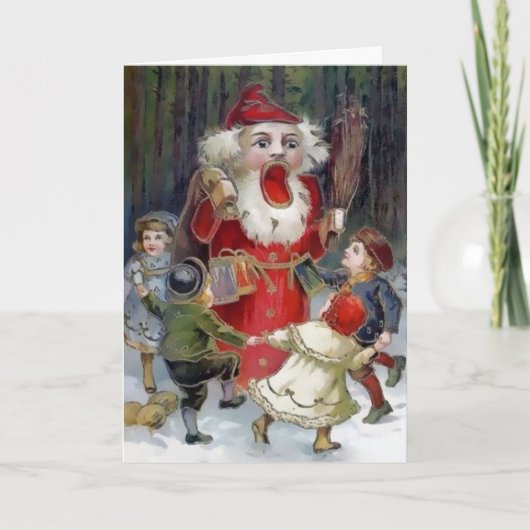 ヴィンテージ奇数サンタナツクラッカークリスマスカード シーズンカード (正面)