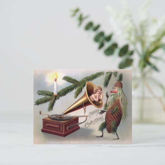 ヴィンテージ奇数ピネコーンクリスマスポストカード ポストカード (スタンド正面)