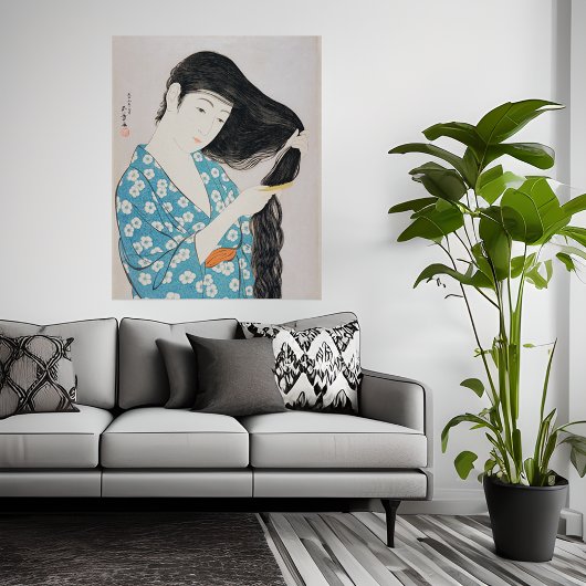 ヴィンテージ女が髪を組む五葉橋口 ポスター