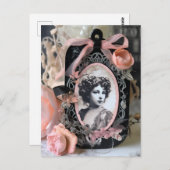 ヴィンテージ女のラベルが静かな人生 ポストカード (正面/裏面)