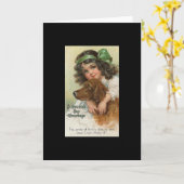 ヴィンテージ女の子および犬のセントパトリックの日 カード (黄色い花)