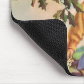 ヴィンテージ女の子が木の中で鳥を見て，春 マウスパッド (コーナー)