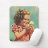 ヴィンテージ女の子とベビーシック、幸せな子供の笑顔 マウスパッド (マウス)