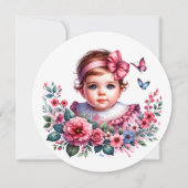 ヴィンテージ女の子の赤ちゃんシャワー 招待状 (正面)