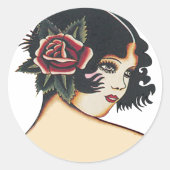 ヴィンテージ女の子らしい女の子 ラウンドシール (正面)