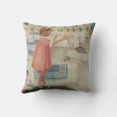 ヴィンテージ女の子、洗濯ぶら下がったをする子 クッション (裏面)
