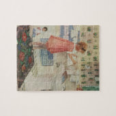 ヴィンテージ女の子、洗濯ぶら下がったをする子 ジグソーパズル (横)