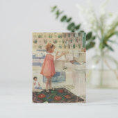 ヴィンテージ女の子、洗濯ぶら下がったをする子 ポストカード (スタンド正面)