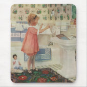 ヴィンテージ女の子、洗濯ぶら下がったをする子 マウスパッド (正面)