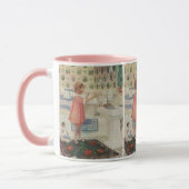 ヴィンテージ女の子、洗濯ぶら下がったをする子 マグカップ (左)