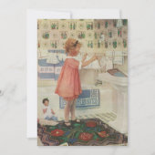 ヴィンテージ女の子、洗濯ぶら下がったをする子 招待状 (正面)