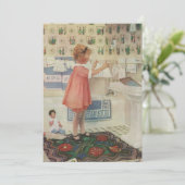 ヴィンテージ女の子、洗濯ぶら下がったをする子 招待状 (スタンド正面)