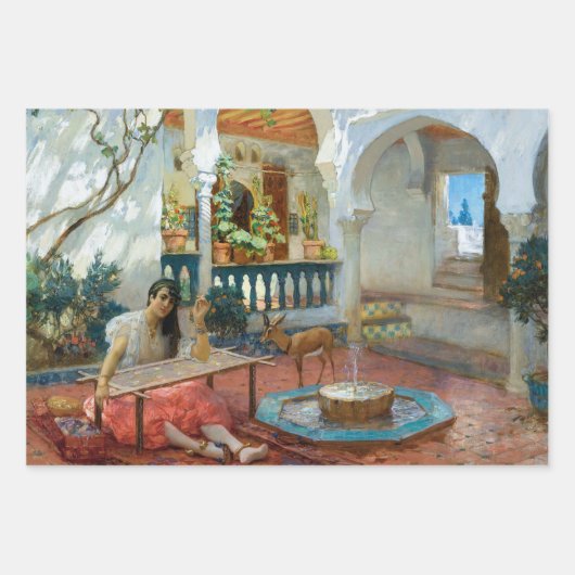 ヴィンテージ女エレガントの子のデコパージュ ラッピングペーパーシート (正面3)