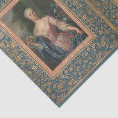 ヴィンテージ女エレガント性フローラブルー金ゴールドデコパージュ 薄葉紙 (詳細)