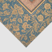 ヴィンテージ女エレガント性金ゴールドフローラブルーデカップージ 薄葉紙 (詳細)