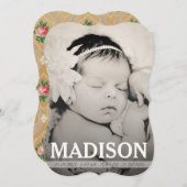 ヴィンテージ女児の誕生発表写真カード 案内状 (正面/裏面)