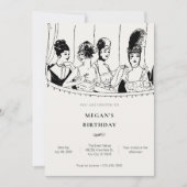 ヴィンテージ女子エレガント誕生日 招待状 (正面)