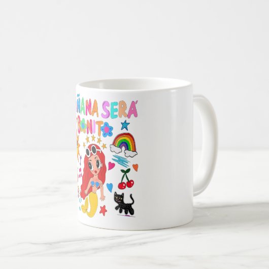 ヴィンテージ女子カラフルカロールマナナGセラカツオ コーヒーマグカップ (正面右)