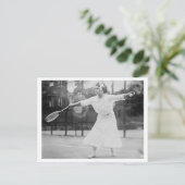 ヴィンテージ女子テニス選手 ポストカード (スタンド正面)