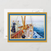 ヴィンテージ女子ヨット ポストカード (正面/裏面)