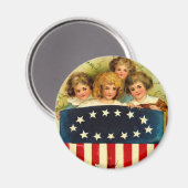 ヴィンテージ女子ラウンドマグネット マグネット (正面/裏面)