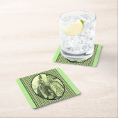 ヴィンテージ女性が緑を占める スクエアペーパーコースター (インサイチュ)