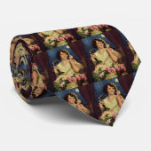 ヴィンテージ女性が電話で話すバラ花 ネクタイ (ロール)