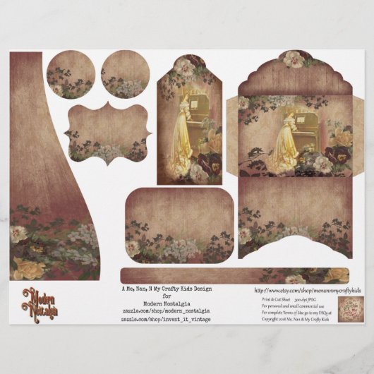 ヴィンテージ女性とバラジャンクジャーナルの切り抜き (正面)