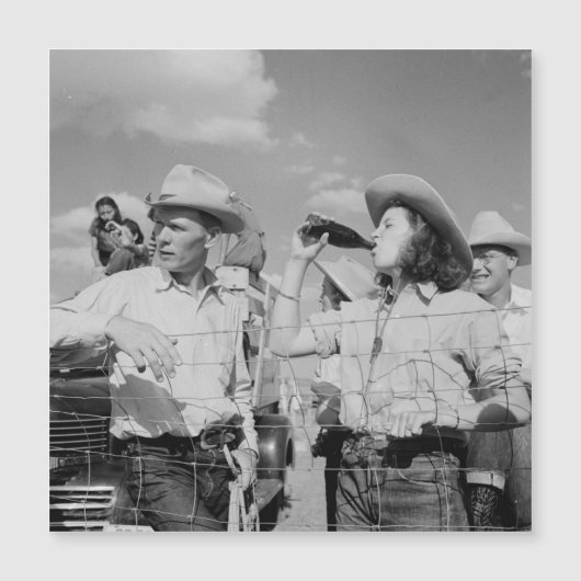 ヴィンテージ女性のカーボーイとカウボーイ写真はがき (正面)