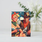ヴィンテージ女性のカーボーイとカウボーイ ポストカード (スタンド正面)