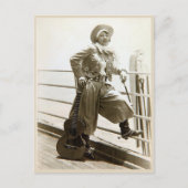 ヴィンテージ女性のカーボーイとギターフォト ポストカード (正面)