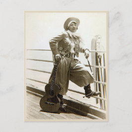 ヴィンテージ女性のカーボーイとギターフォト ポストカード