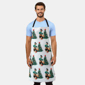ヴィンテージ女性のカーボーイとクリスマスツリー エプロン (着用した状態)