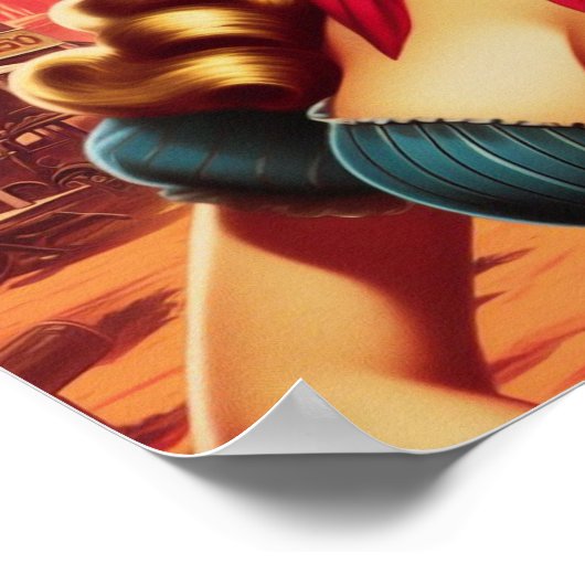 ヴィンテージ女性のカーボーイのピンアップ ポスター (角)