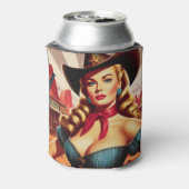 ヴィンテージ女性のカーボーイのピンアップ 缶クーラー (缶裏面)